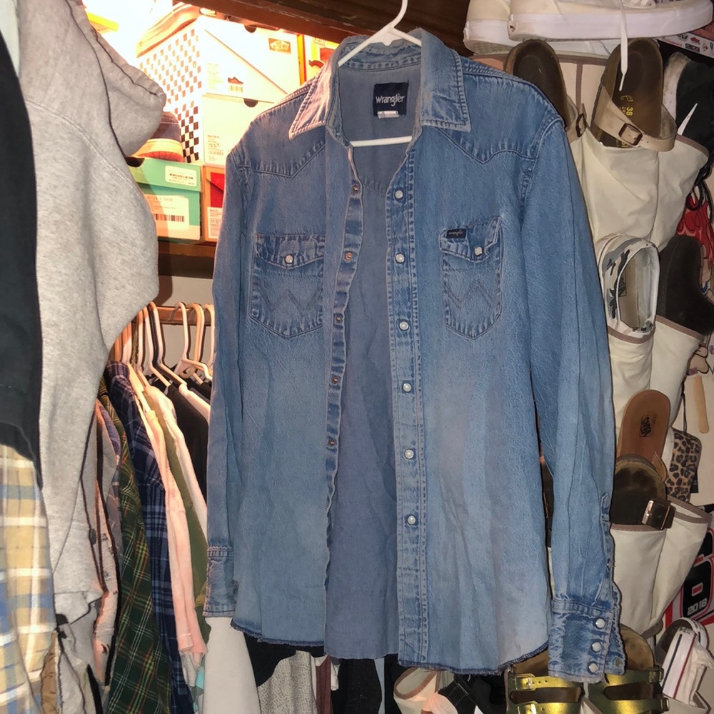 Vintage 90s Denim Pearl Snap Work Shirt